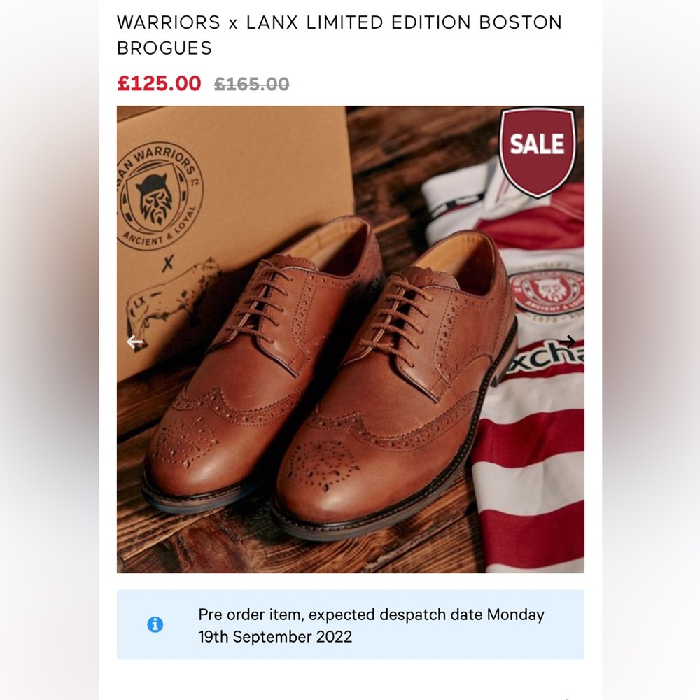 Men’s WARRIORS x LANX LIMITED EDITION BOSTON BROGUES Gen Leather Oxfords Sz 11